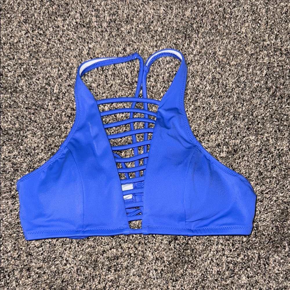 PINK Victoria's Secret Strappy Blue High Neck Bikini Top
